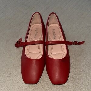Red Mary Jane Flats